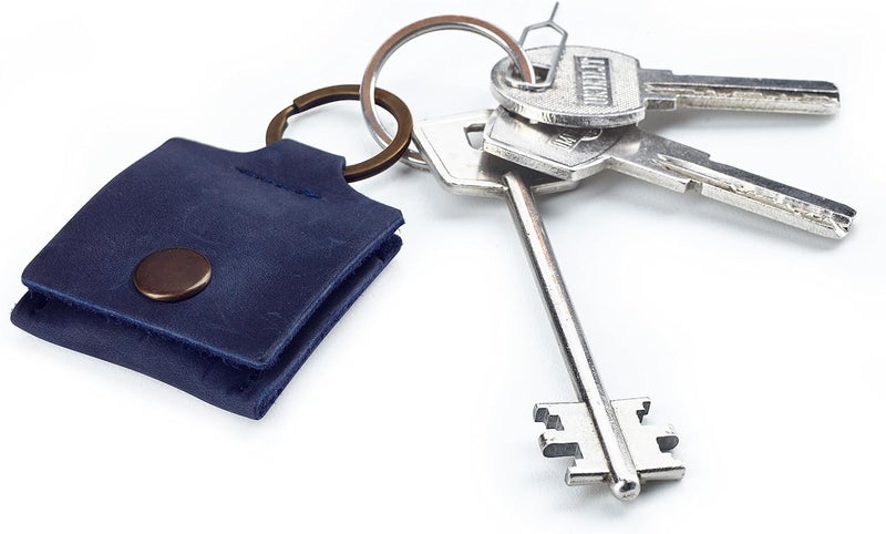 MAKYN Store حامل حلقة مفاتيح جلدية، علبة سفر لخاتم الزفاف، حامل خاتم خطوبة، حقيبة خاتم، حامل حلقة للتمارين الرياضية والصالة الرياضية، حامل خاتم جلد ناعم صغير (أزرق) - Image 4